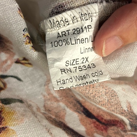 Lungo L’Arno women’s floral linen top size 2X - Picture 4 of 8